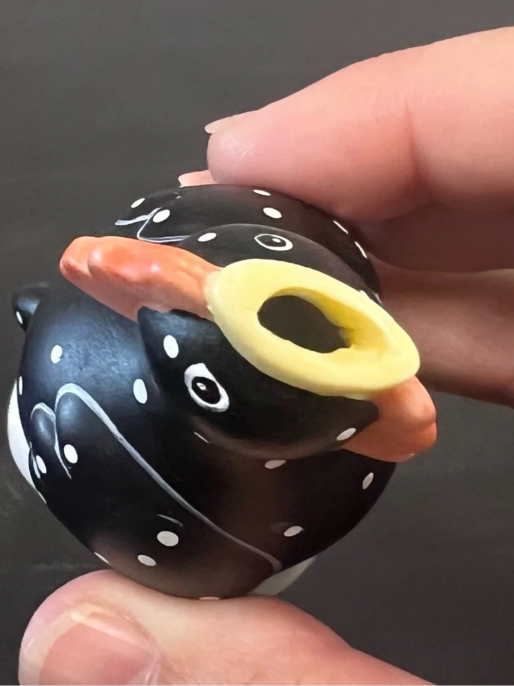 VTG Carol Eldridge Black Spotted Rooster Chicken Pie Bird Vent Funnel 4”